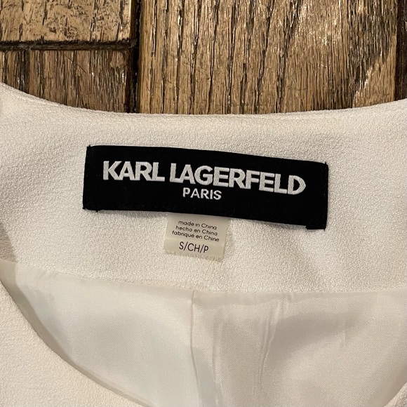 NWT Karl Lagerfeld Paris Scalloped Hem Cropped Jacket - Ivy White, Size S - Picture 4 of 7